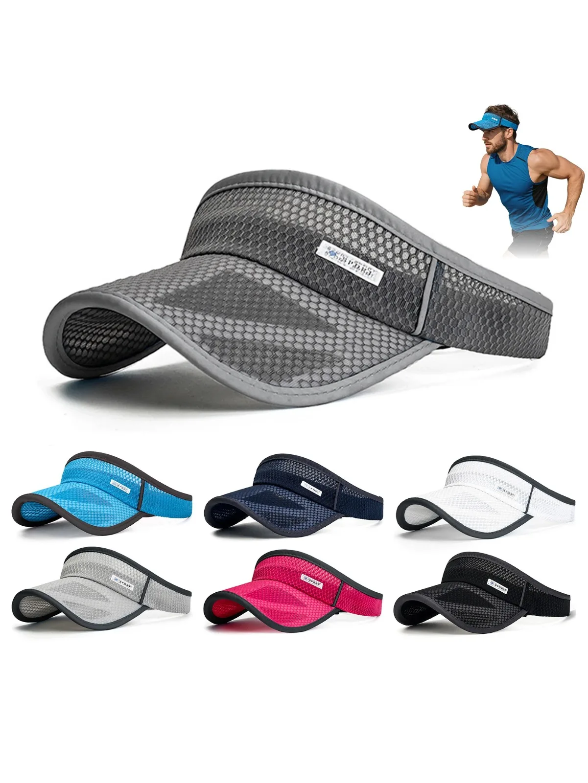 Unisex verstellbare Sonnenkappe für Outdoor-Sportarten, Sonnenschutz, hohler Hut für Sommerurlaub, Outdoor-Party