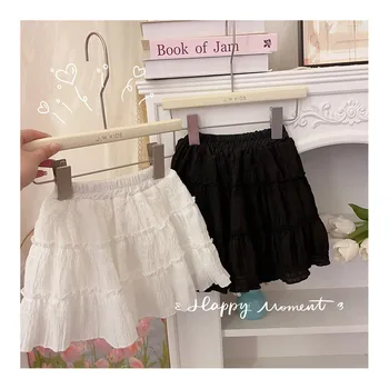 Summer New Elastic Waist Layered Toddler Girls Short Skirt Kids Cute Solid Color Shorts Children Lace Cake SKirts