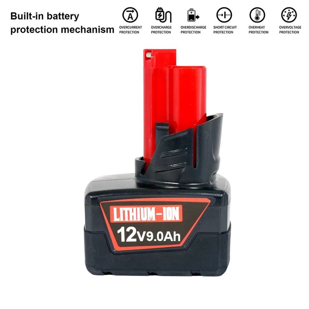 لبطارية ميلووكي M12 12 فولت 6000 مللي أمبير 9000 مللي أمبير 18650 استبدال قدرة عالية لـ 48-11-2410 48-11-2420 48-11-2411 XC PowerTools