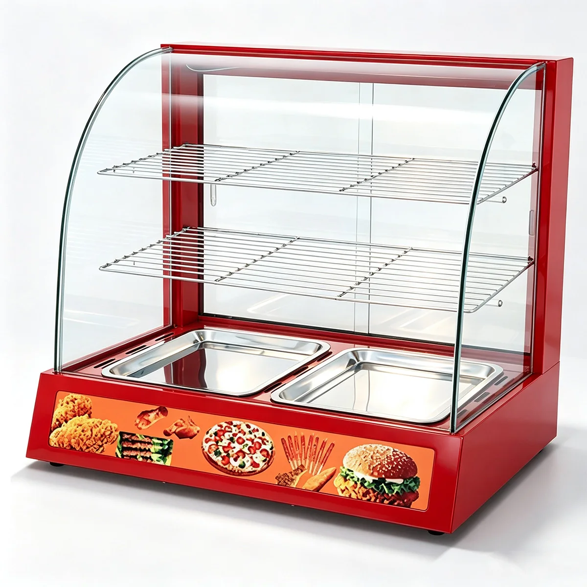 T*& Electric Curved Glass Warming Showcase Burger Display Warmer Machine Counter for Kitchen Food Display Warmer