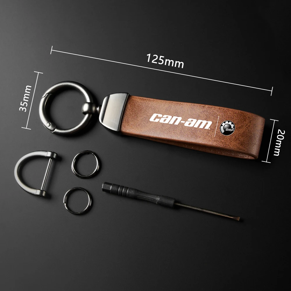 High-Grade leather Motorcycle Keychain Holder Keyring For BRP Can-Am with logo Car Accessories