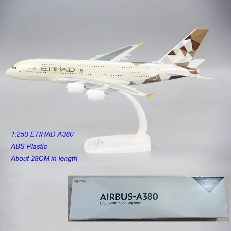 

28cm ETIHAD Airline Plane Model,1:250 Scale A380 ETIHAD Airline Aircraft Plastic ABS Assembly Airplanes Model Toy