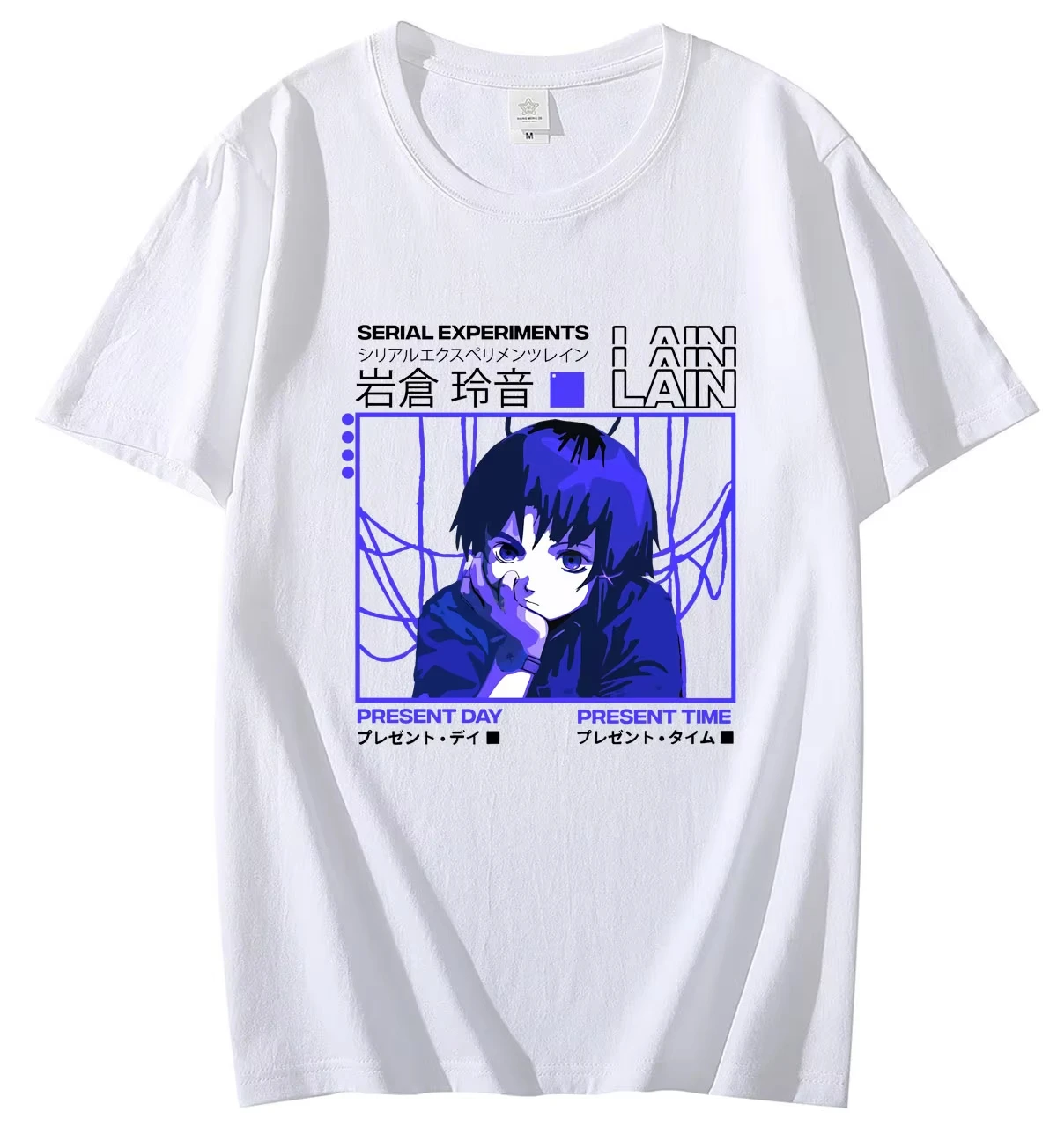 Unisex Casual Sci-fi Short Sleeve T-Shirt With Iwakura Lain Manga Print, Anime Serial Experiments Lain Women And Men T-Shirt