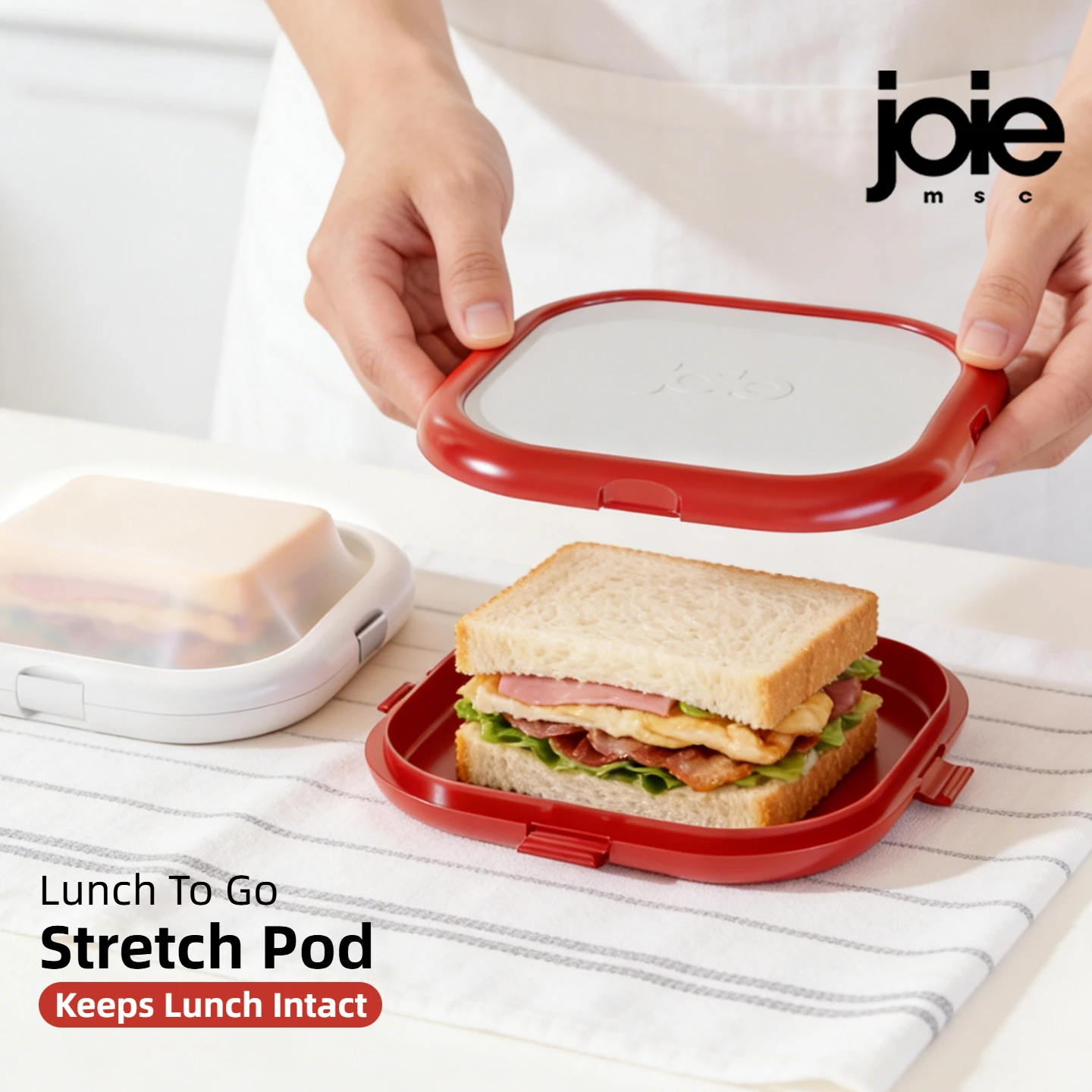 Joie Silikon-Lunchbox, tragbar, Sandwich-Toast, Bento-Box, Lebensmittelbehälter, Snackbox, Picknick, Schule, Büro, Camping, Frühstück