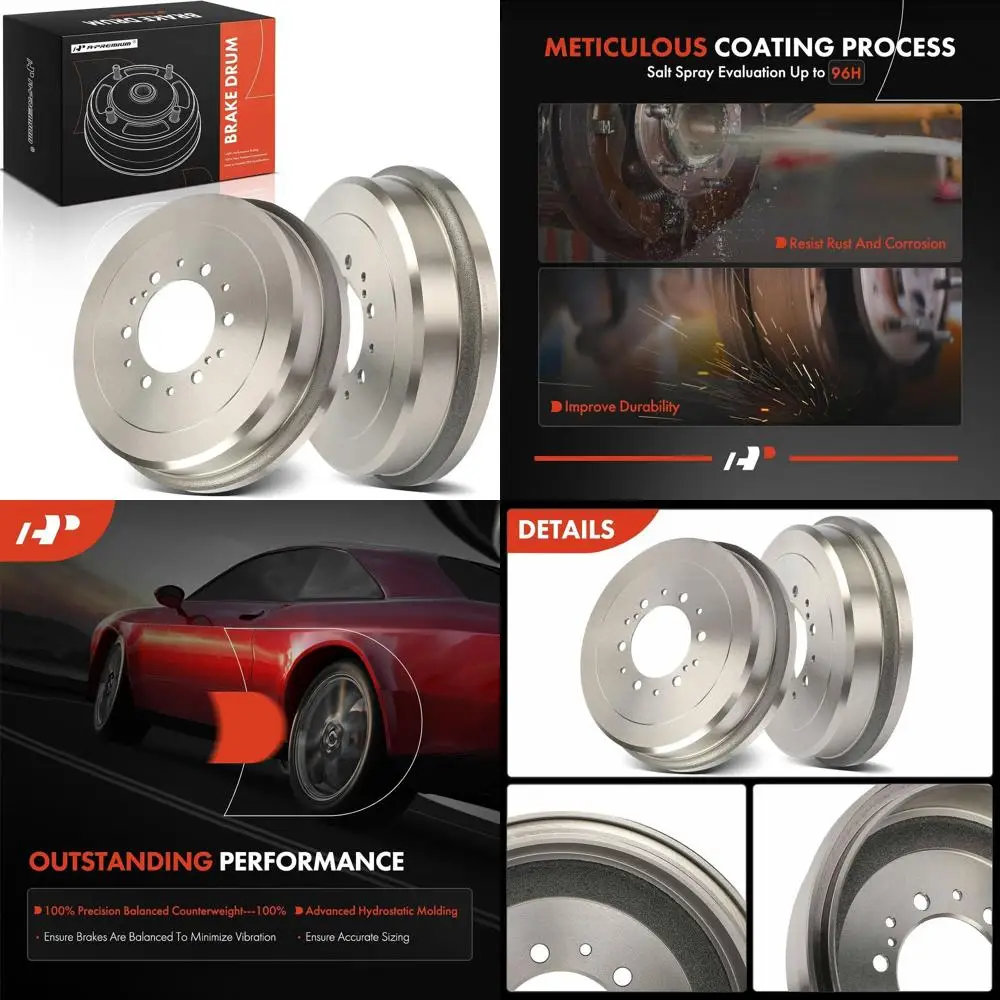 

Комплект задних тормозных барабанов A-Premium 13,50 дюйма (343 мм), совместимый с некоторыми моделями Toyota — Tacoma 1995-2004, 4Runner 1986-2002, Pic