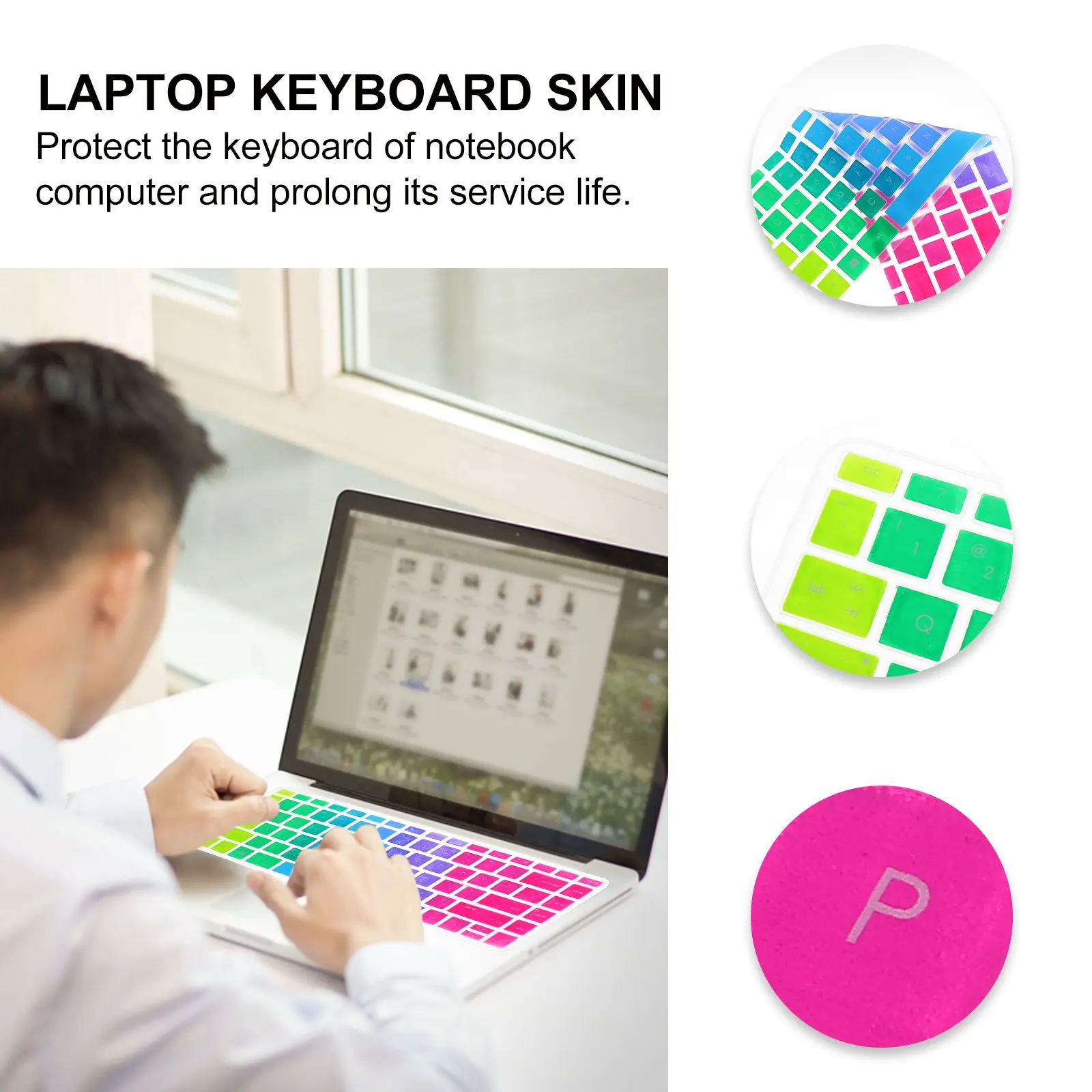 غطاء لوحة المفاتيح من السيليكون مقاوم للماء والغبار للوحة مفاتيح الكمبيوتر المحمول 14-Bf، طبقة ملونة ناعمة الملمس قابلة لإعادة الاستخدام #5