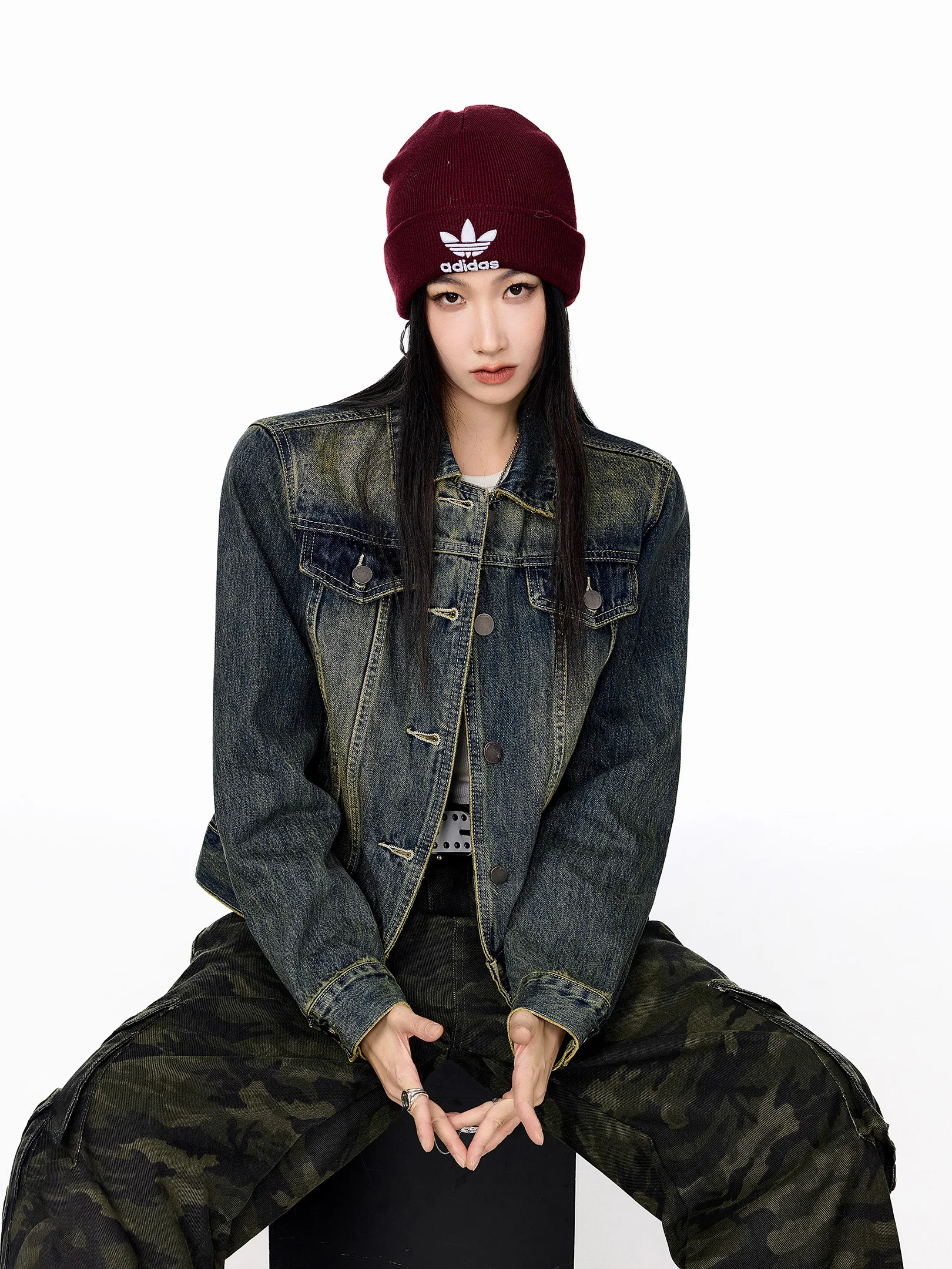 

Женский кардиган в американском ретро-стиле из выцветшего денима, смесь хлопка и полиэстера, повседневный топ