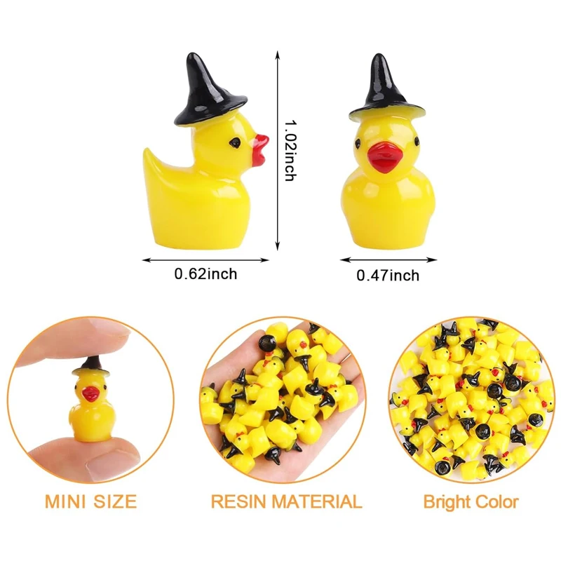 5/10Pcs Mini Resin Witch Duck Miniatures, Cute Animals Figurines for Fairy Garden Micro Moss Landscape DIY Craft Home Decoration