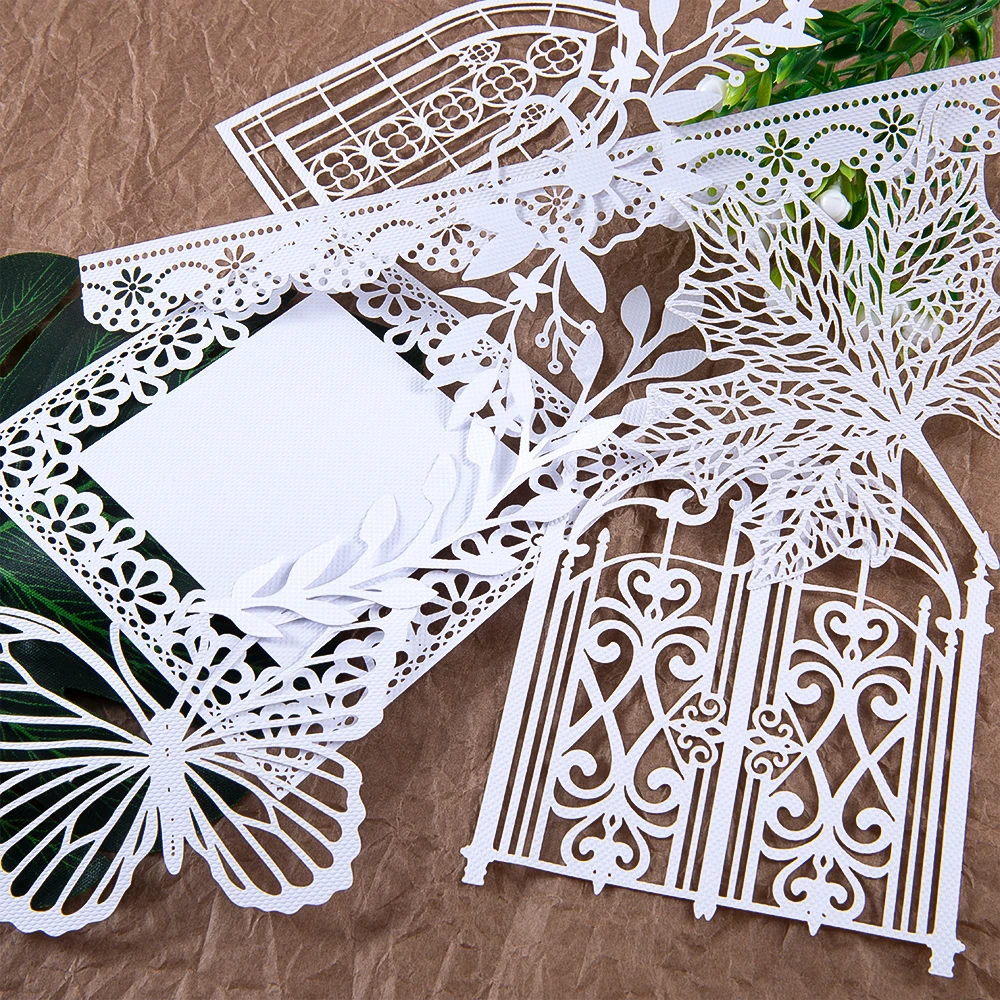 10PCS Vintage Floral Lace paper Scrapbook Materials DIY Photo Album Collage Journalling Creative Stationery Material Paper