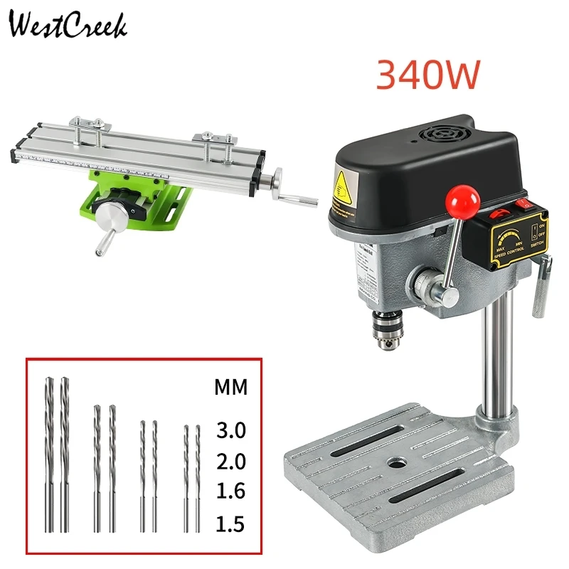 

220V 340W Mini Bench Drill Bench Drilling Machine Variable Speed Drilling Chuck 0.6-6.5mm