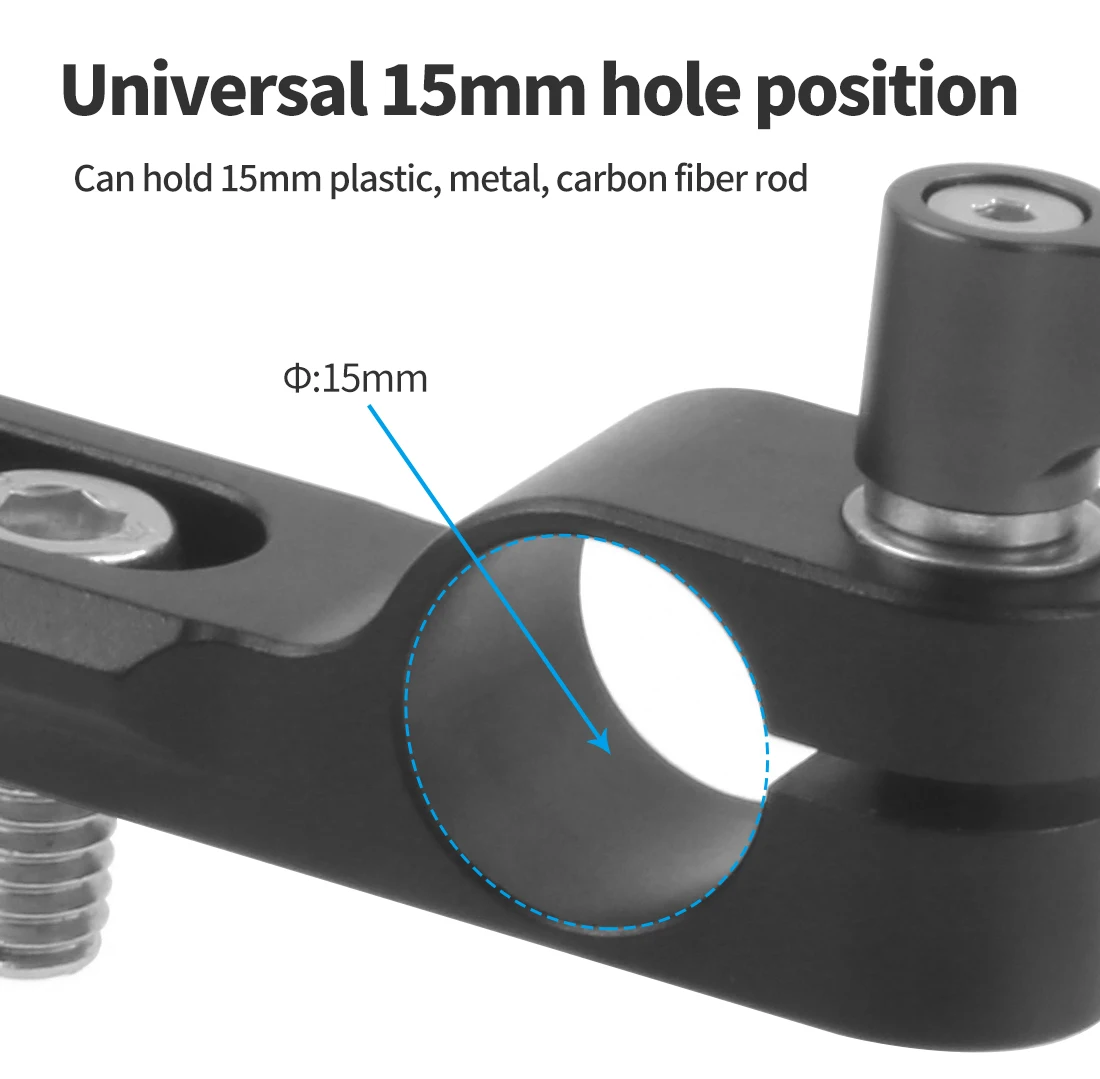 Standard 15mm Einzel Rod Clamp Quick Release Adapter mit NATO Sicherheit Schiene 1/4 Schrauben für DSLR Kamera Top Griff/platte/Käfig Rig – Detail 4