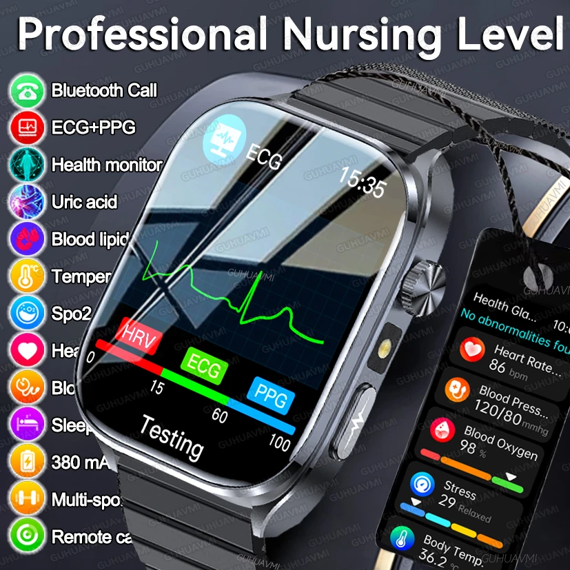 

2025New Micro Physical Examination ECG+PPG Smart Watch Men Uric Acid Body Fat Five Organ Health Watchs Bluetooth Call Smartwatch
