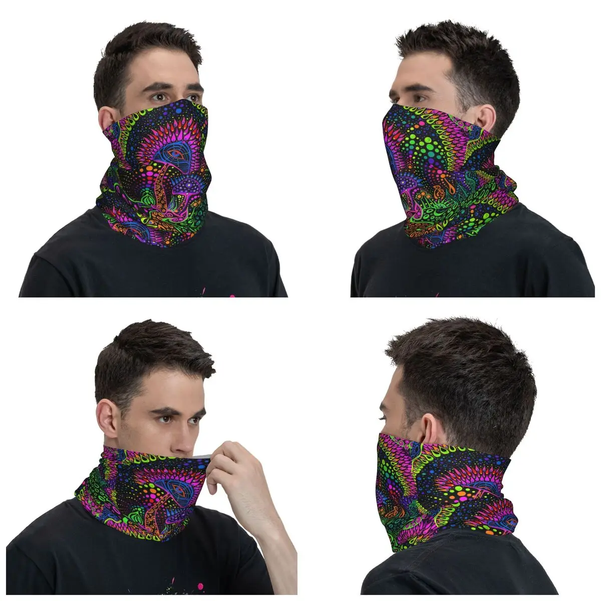 Psychedelic Magic Mushrooms Print Lava Bandana Neck Gaiter for Hiking Running Women Men Wrap Scarf Headband Warmer