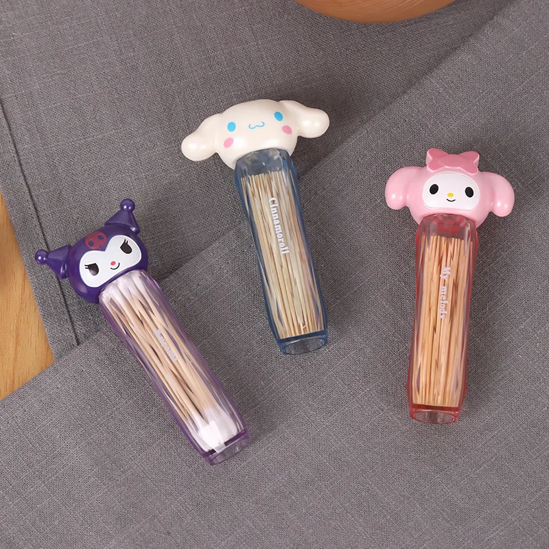 Sanrio Hello Kitty Cartoon Portatile Stuzzicadenti di Stoccaggio Scatola di Tampone di Cotone Anime Scatola di Stuzzicadenti Periferica Non Include Stuzzicadenti