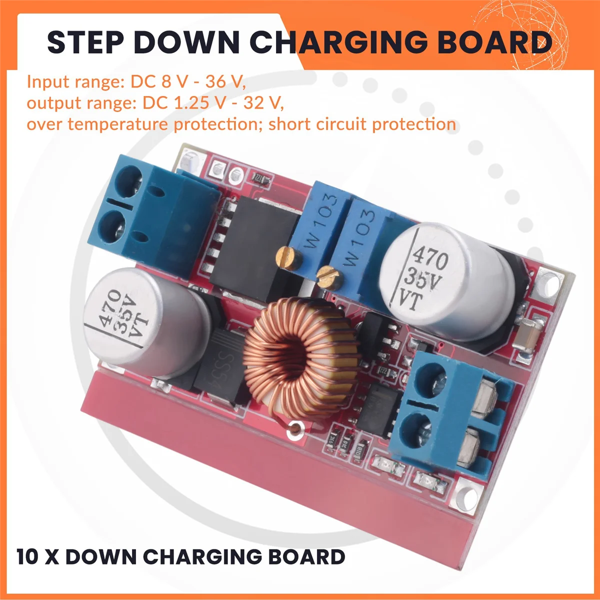RYOST 10PCS XL4015 E1 5A DC to DC CC CV Lithium Battery Step Down Charging Board XL4015E1 Adjustable Buck Power Converter