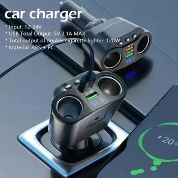 KC-01 듀얼 USB 차량용 충전기, 2 포트 LCD 디스플레이, 12-24V 담배 소켓 라이터, 자동차 SUV 미니밴 U1u8 용 고속 충전기 어댑터