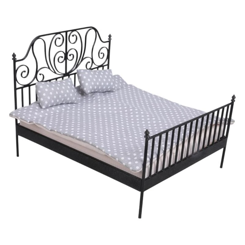 

Antique Bed For 1/12 Dollhouses Decoration Furniture with Removable Bedding Mattress Model Scene Miniature Furnitur 15UB