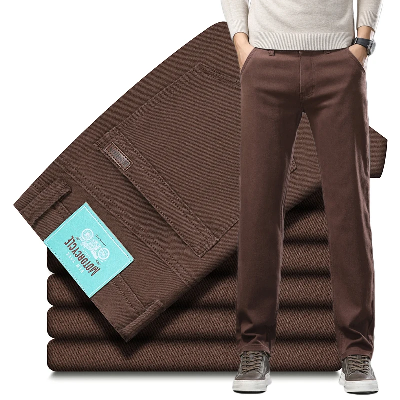 

Хлопковые эластичные мужские джинсы, новые весенние приталенные прямые деловые повседневные брюки, мягкие удобные модные корейские джинсовые брюки