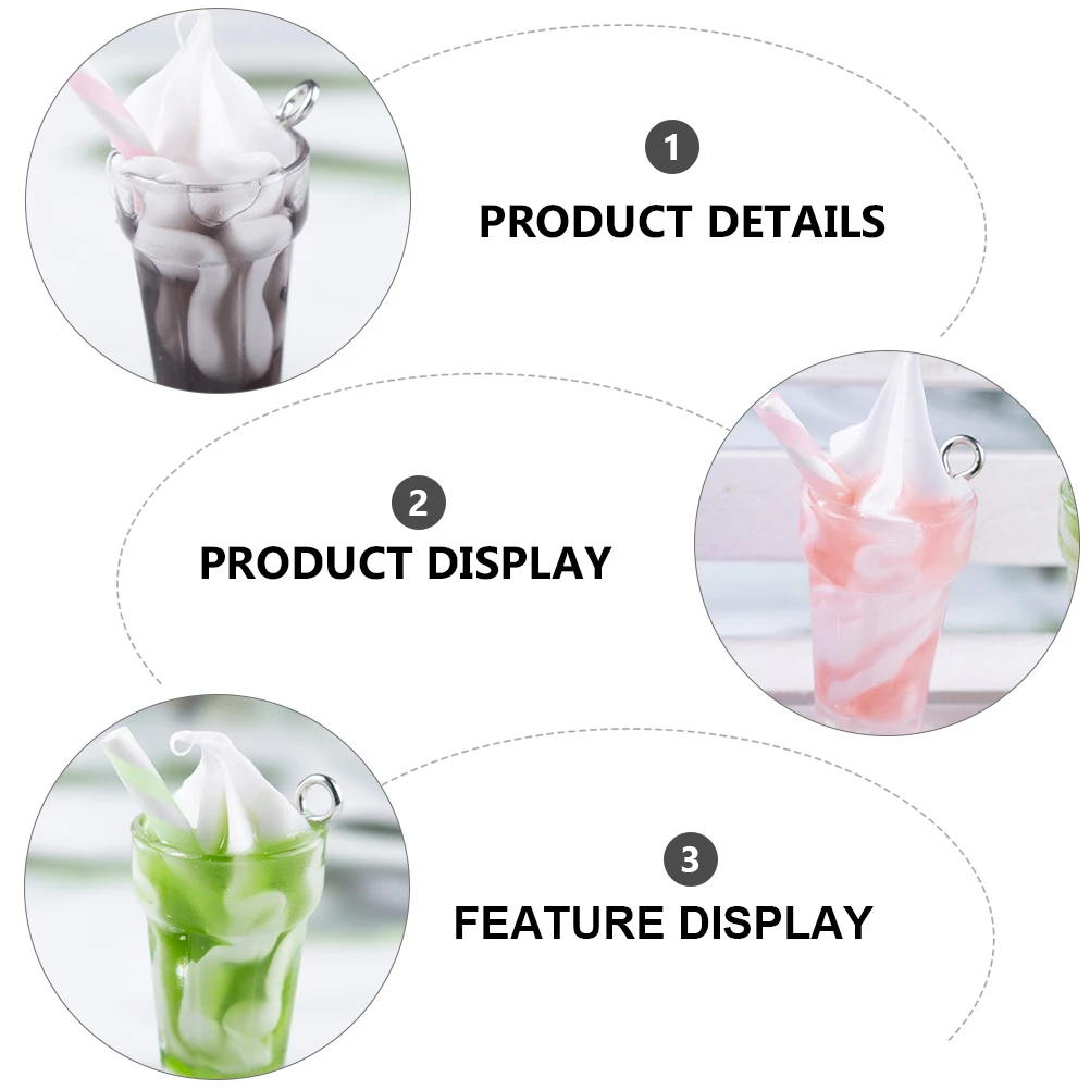 

20 Pcs Mini Ice Cream Cup Pendant DIY Jewelry Accessories Hanging Decor Plastic Material Mini Bottle Charms Craft Supplies