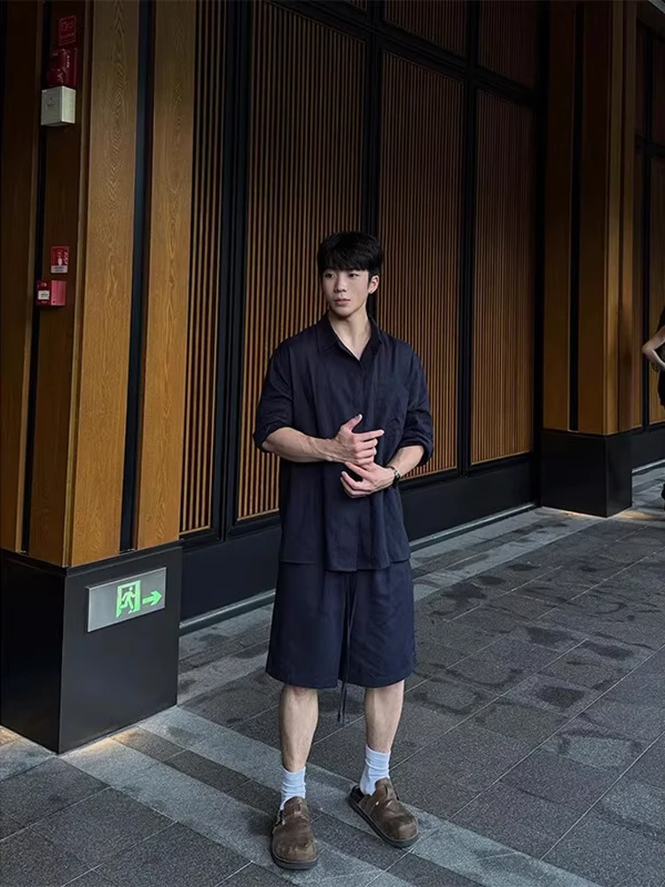 

Летний легкий льняной комплект irt, мужские повседневные свободные брюки с защитой от солнца, синие расслабляющие брюки Long Sve ort