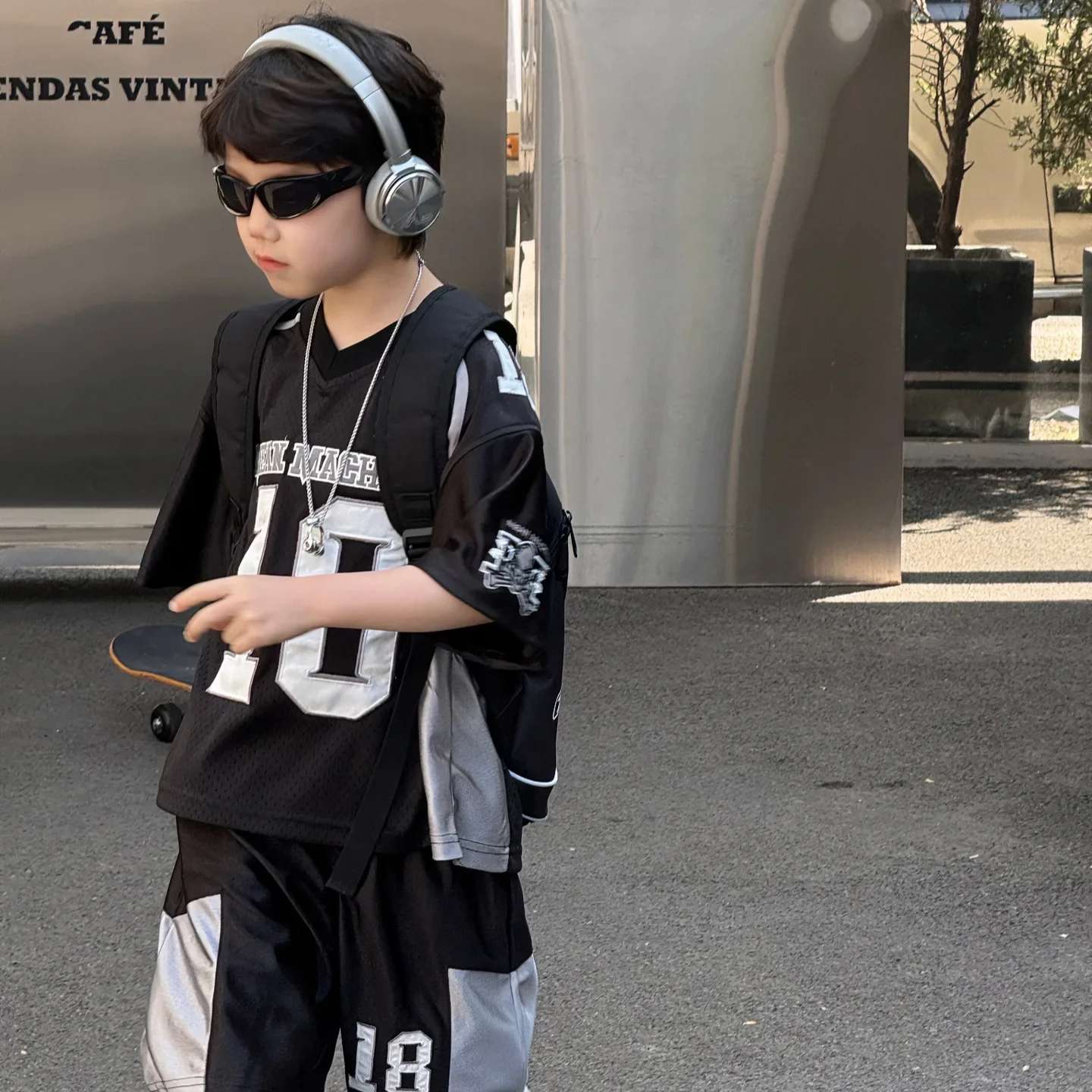 

Children Clothes Set Kids Handsome T Shirt 2025 Summer New Korean Style Boys Breathable American Sports Letter Shorts Set