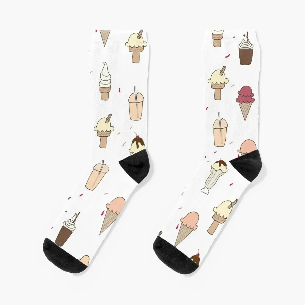 Pattern of many ice cream flavors Socks hockey Sports Run Mens Socks Women's