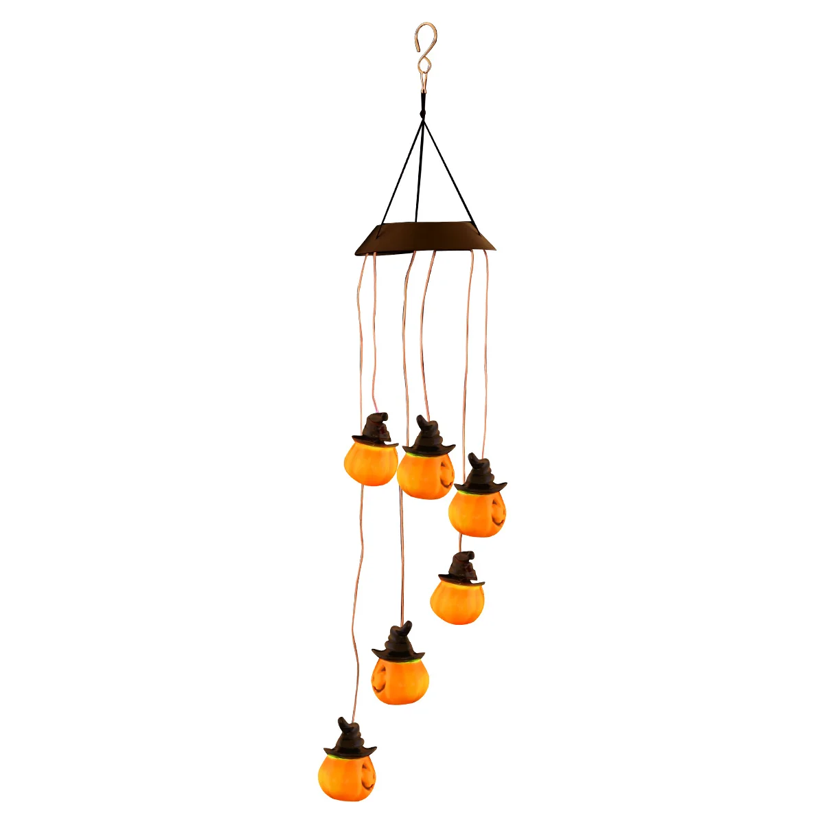 

Solar Powered Halloween Pumpkin Wind Chime Lamp Garden Decor Orange Durable Easy Hang Light Solar Windbell Lamp