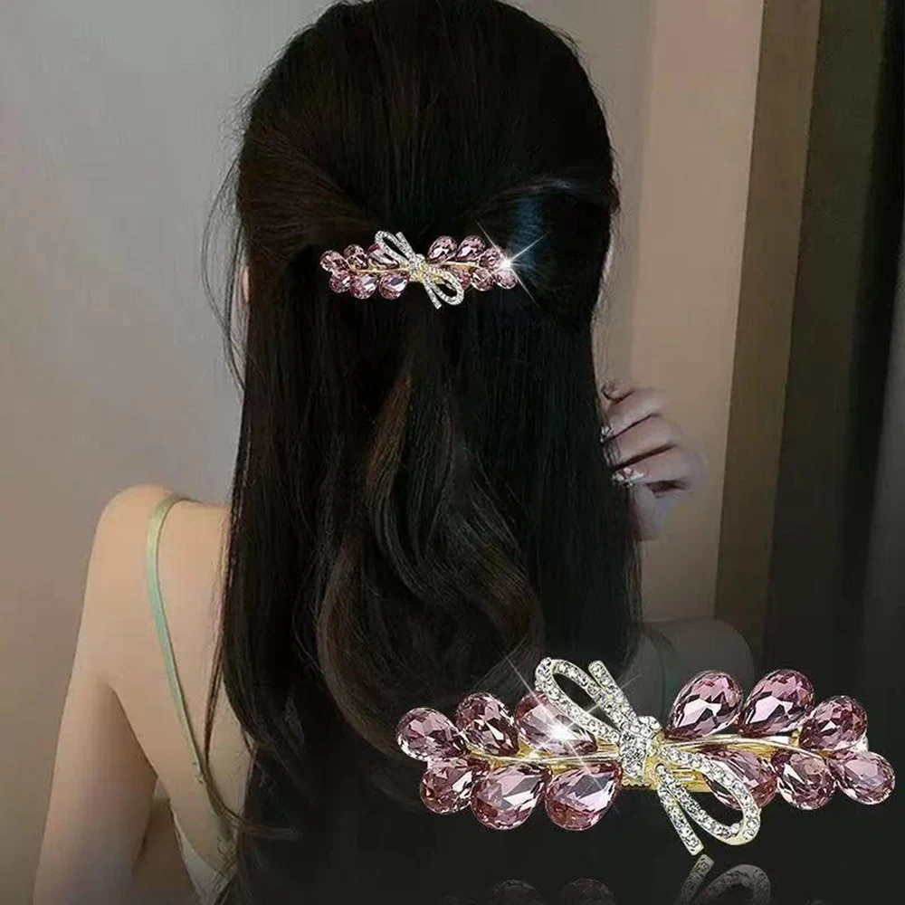 

New Fashion Hair Clips Women Elegant Rhinestone Hairpins Horsetail Hair Trim Headwear Accessories