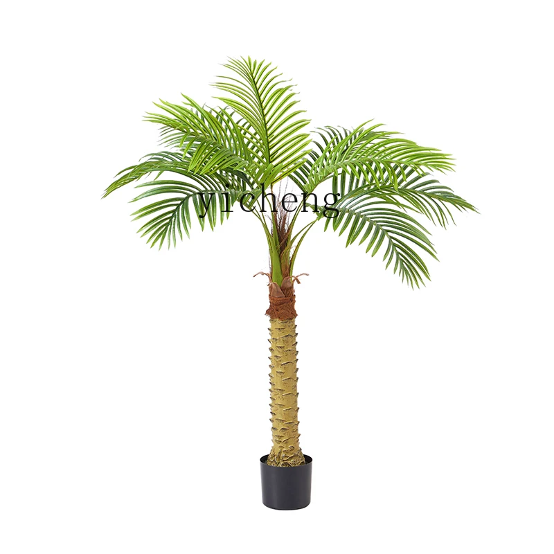 

Tqh Simulation Green Plant Large Pot Coconut Tree Indoor Landscaping Decoration Areca Palm Needle Sunflower Palm Fake