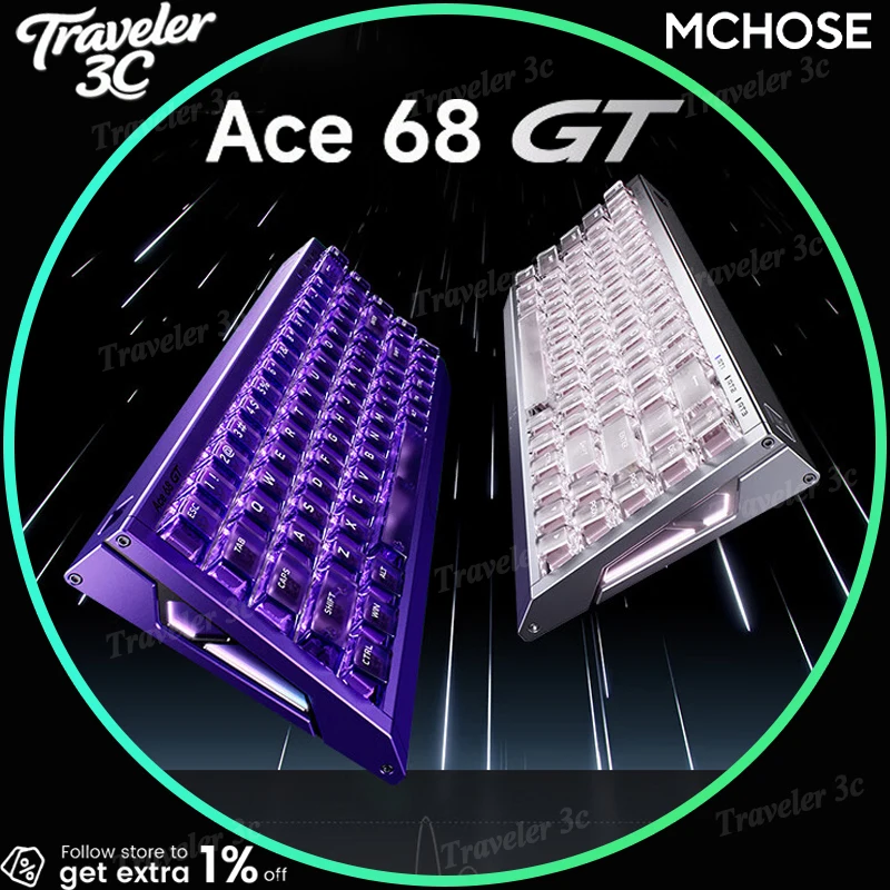 

MCHOSE Ace 68 GT Aluminum alloy Magnetic Switch Gaming Keyboard 16K Customized Hot Swap 8000HZ RT0.001MM 0.06ms Laptop Gift PC