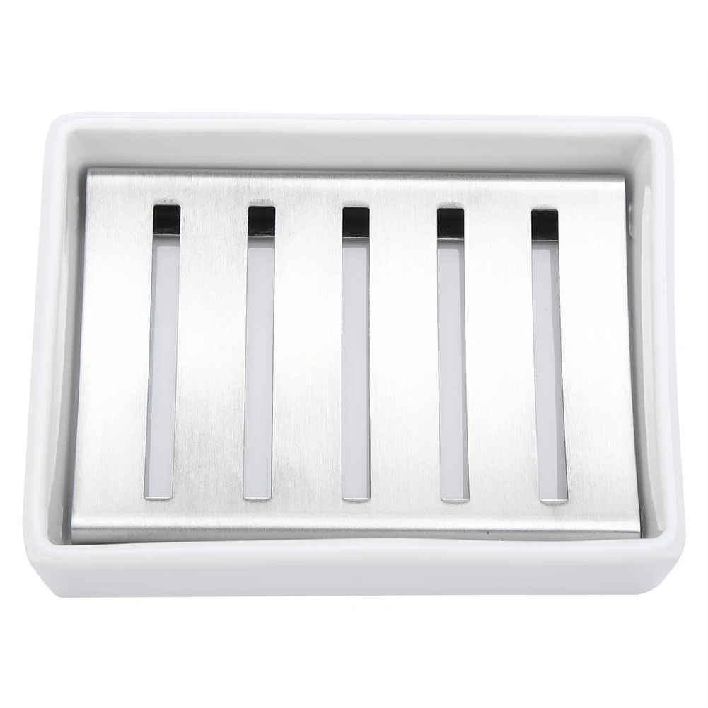 304 Stainless Steel Soap Case Holder Ceramic Soap Container for Bathroom Kitchen Use