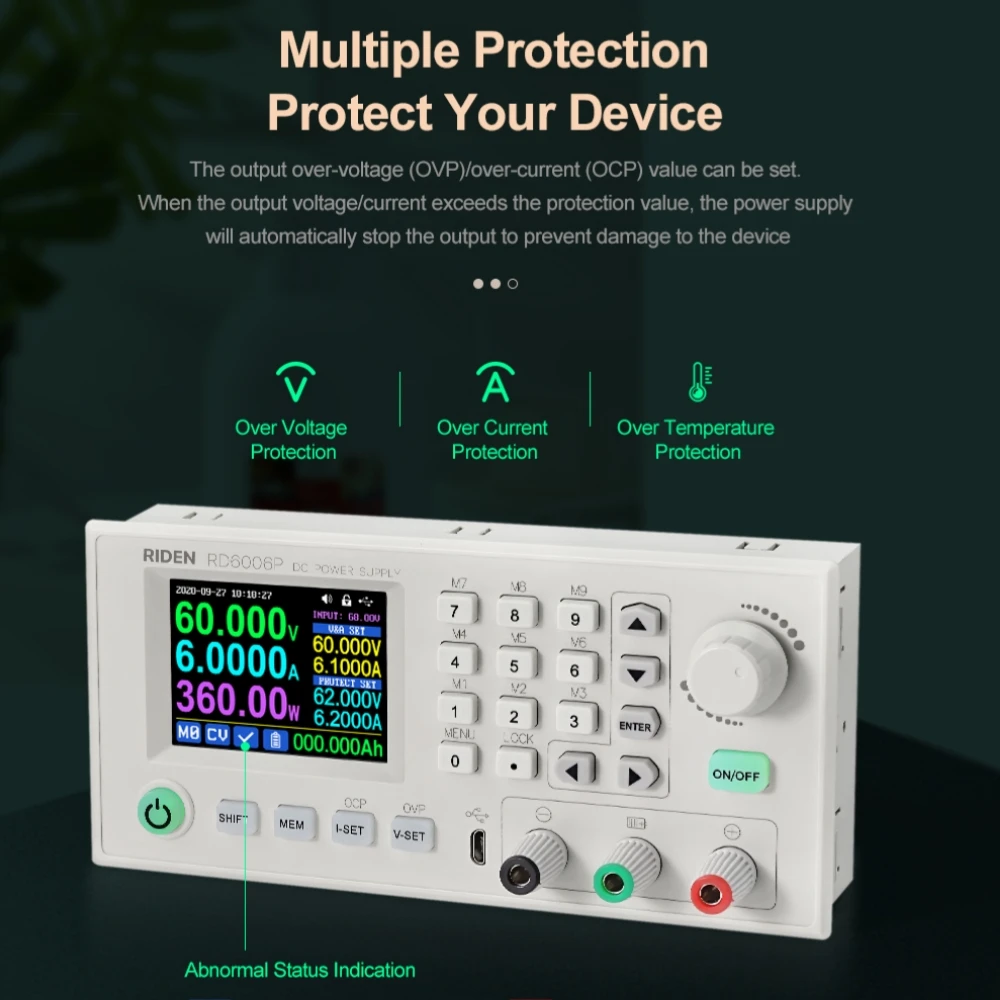 RD6006P RD6006PW USB Assembled Set Digital Control AC To DC Adjustable Voltage Current Lab Bench Power Supply Module 60V 6A