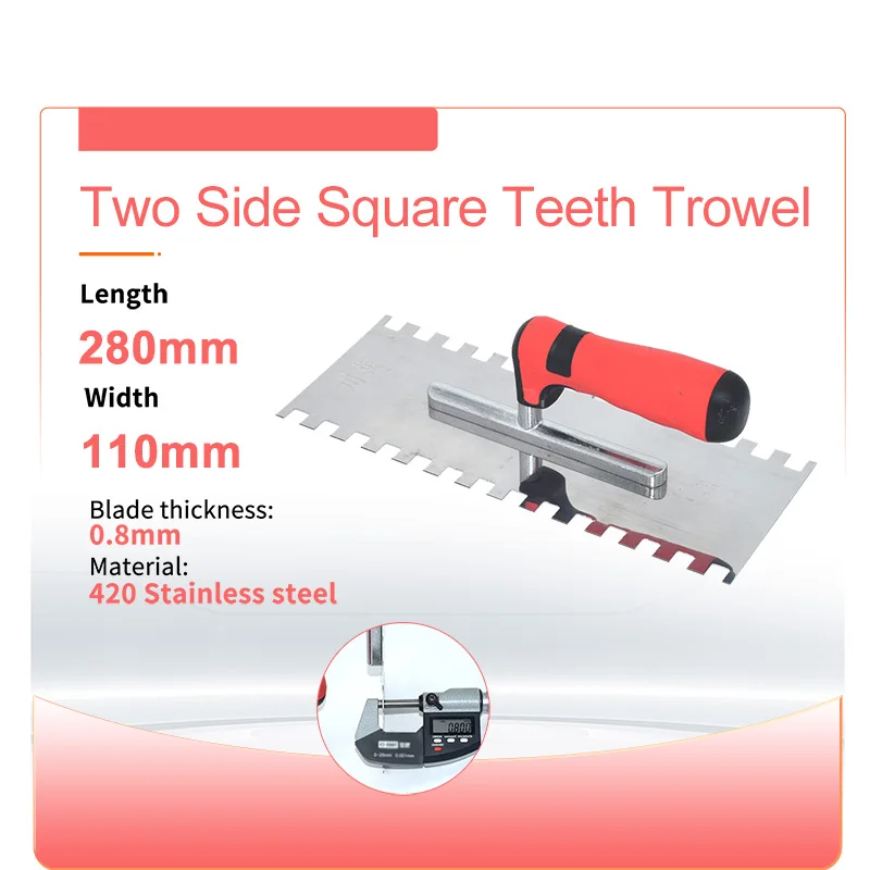 Imagem -05 - Trowel de com Borracha Ergonômica Grip Entalhe Quadrado Telha e Piso Comfort Handle Side 10 mm 11.02x4.33 Aço Inoxidável