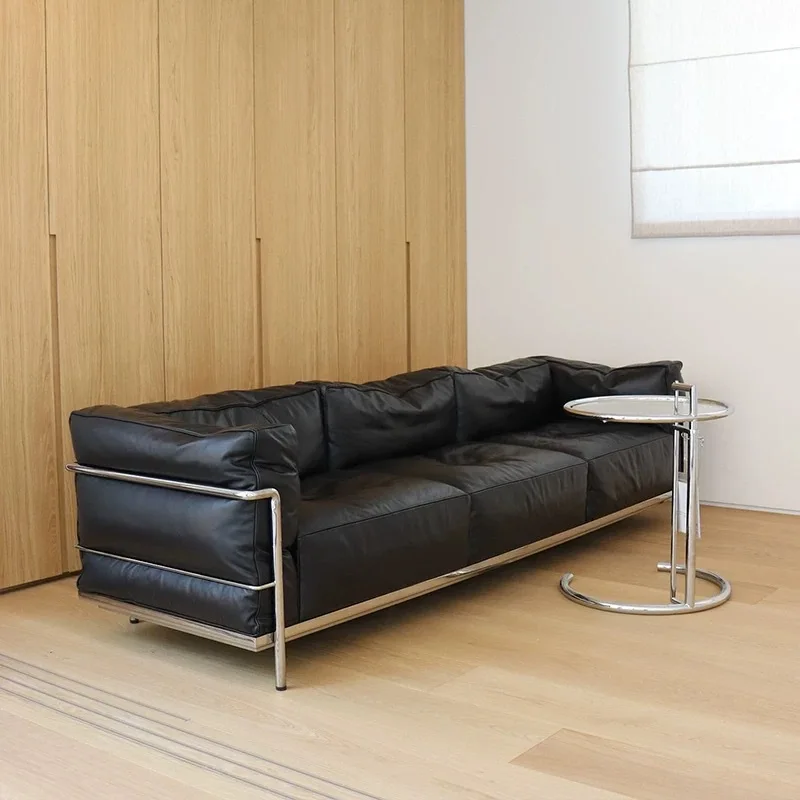 LC3 バウハウス レザーアートソファ 小さなアパートのリビングルーム用 3人掛けダウンソファ 怠惰なデザイナー