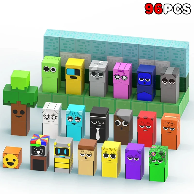 Bloc de construction magnétique Cube Mine World Set pour garçon fille enfant âgé de 3 ans + bricolage modèle enfants tige jouet sensoriel cadeau de noël