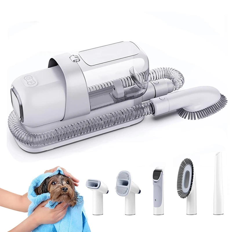 

5 in 1 Powerful Suction Electric Pet Grooming Set Cat Dog Hair Brushes Trimmer Remover Cleaner Vacuum