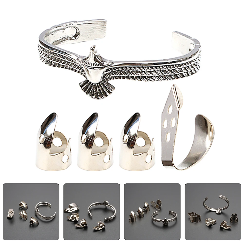 

Silver Bracelet Metal Picks Thumb Guitar Fingertip Protector Protectors for Electric