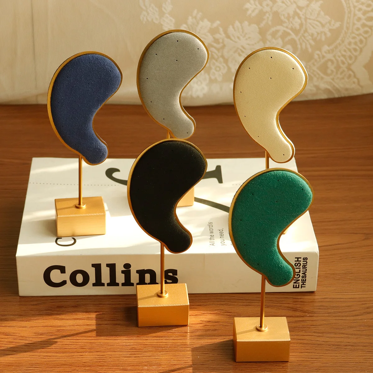 Ear Shape Earring Display Stand Microfiber Charms-Earring Hanging Rack Ear Clip Holder Stud Jewelry Organizer Storage Showcase