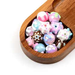 10pcs 1.6cm Random Color Mixing Macaron Color Ice Cream Acrylic Round Beads Jewelry Making Earring Bracelet Pendant Accessories