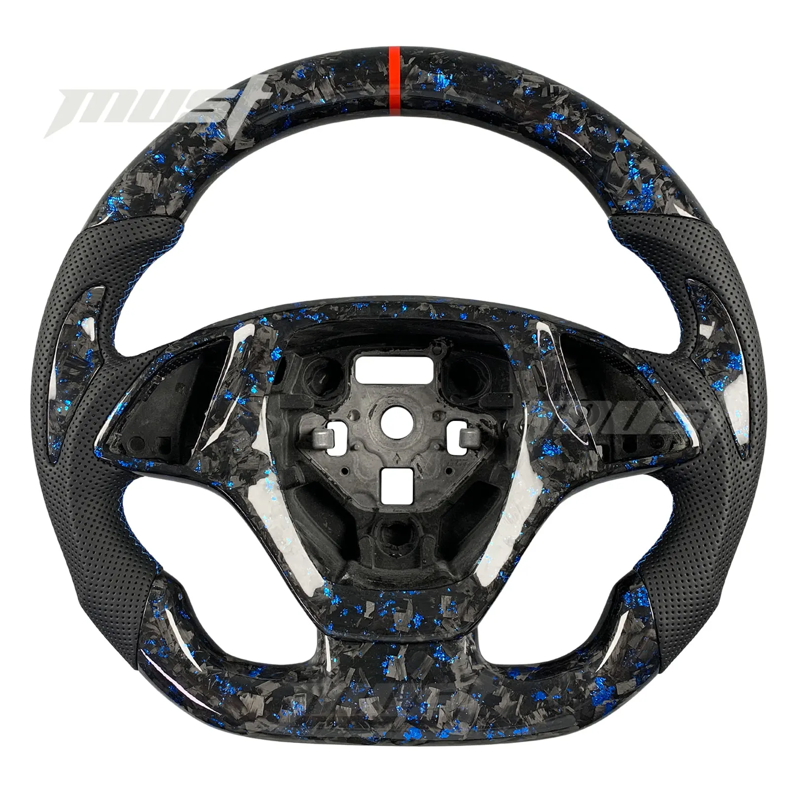 for Chevrolet Corvette C7 Z06 ZR1 Z51 Stingray Coupe Convertible 2014-2019 Custom Blue Flake Forged Carbon Fiber Steering Wheel
