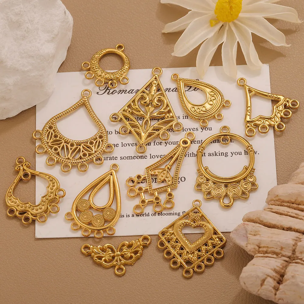 5 Stück poröse Anhänger aus Edelstahl für die Schmuckherstellung, Vintage-Ethno-Stil, zum Aufhängen, für Ohrringe, Anhänger, Verbinder, DIY-Schmuckzubehör – Detail 6