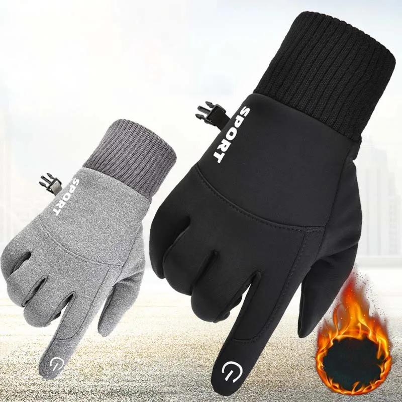 Wasserdichte, winddichte Winter-Thermohandschuhe, Vollfinger-Fleece-gefütterte Touchscreen-Handschuhe, Outdoor-Sport, Radfahren, Motorradfahren