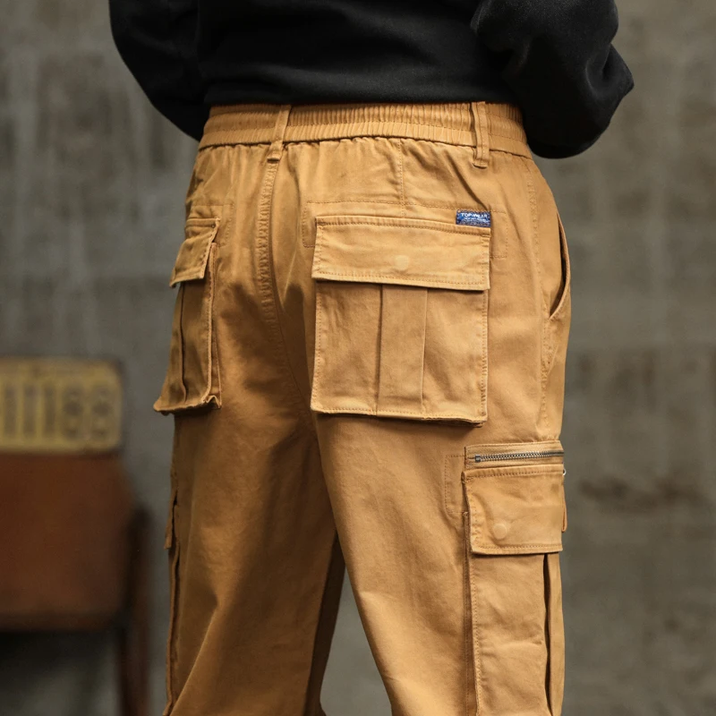 جديد الخريف سراويل تقليدية للرجال جيوب كبيرة فضفاضة تناسب ملابس العمل المريحة السراويل ماجيك الشريط مكبل فضفاض حجم متنوعة #1