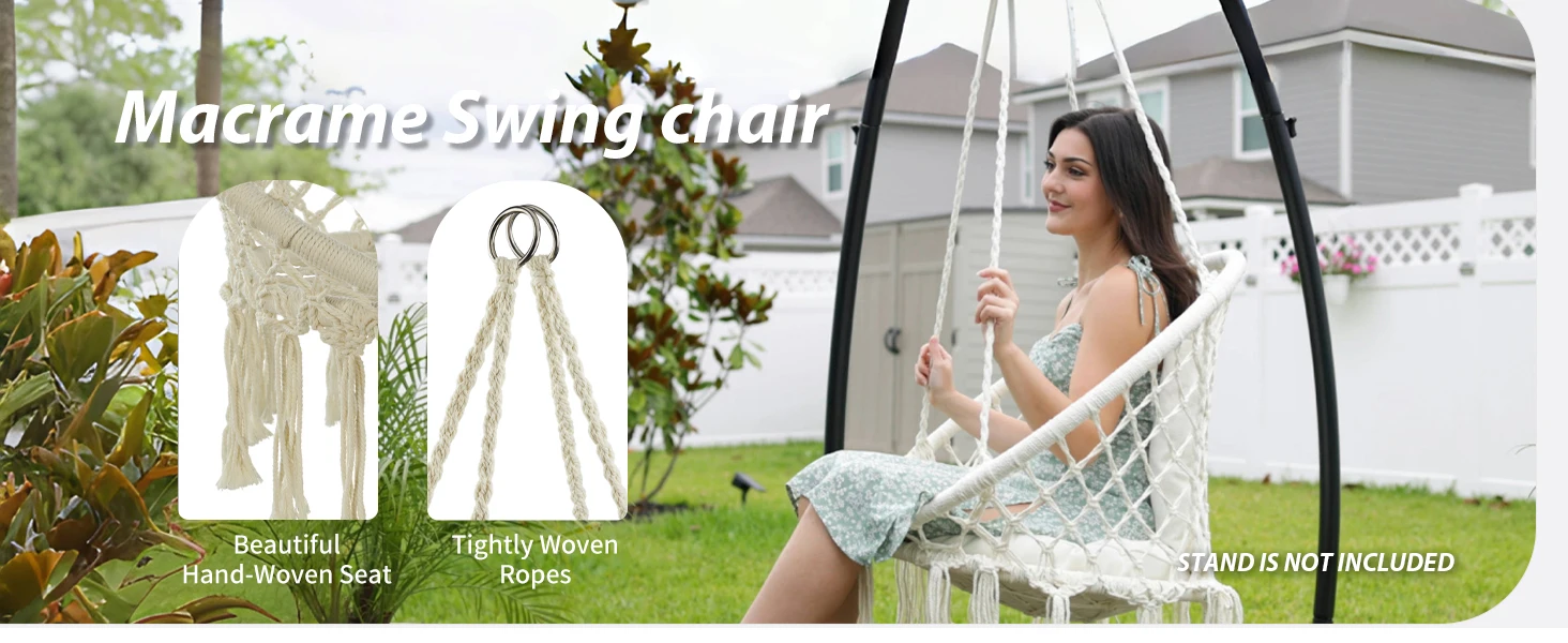 JoyView Macrame Hanging Swing Chair-5