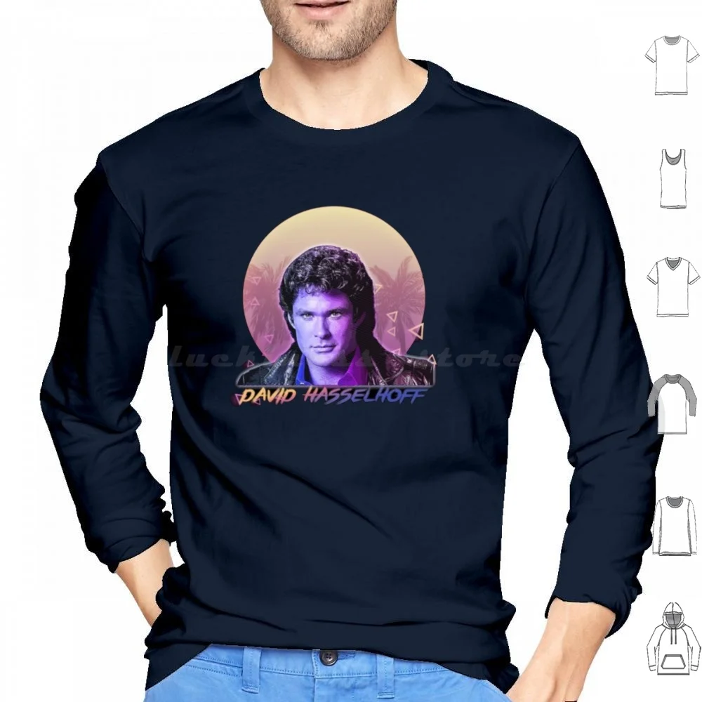 David Hasselhoff Hoodie cotton Long Sleeve David Hasselhoff Knight Rider Kitt 80s Baywatch Retro Michael Knight The Hoff