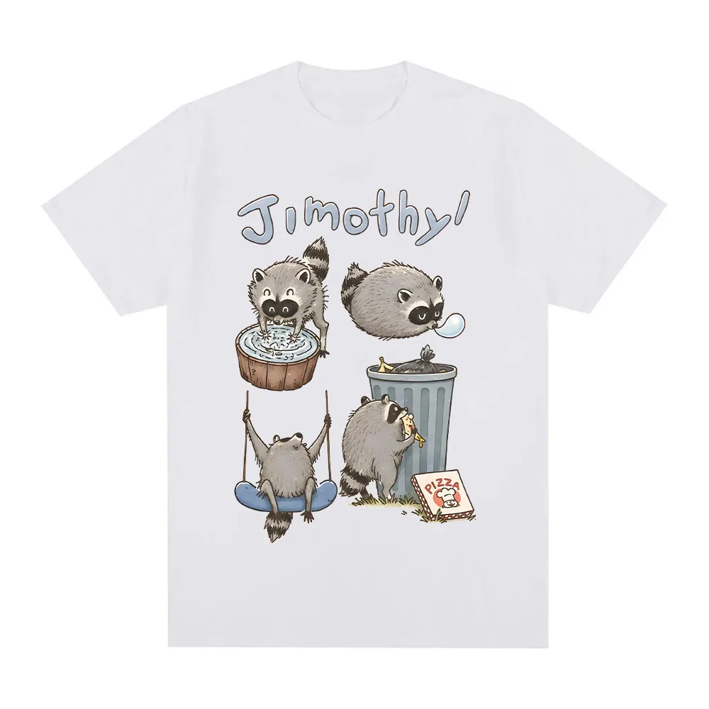 Cute Jimothy Raccoon T Shirts Funny Trash Panda T-Shirt Comfort Cotton Tee Cottagecore Aesthetic Animal Lover Gift Unisex Clothe
