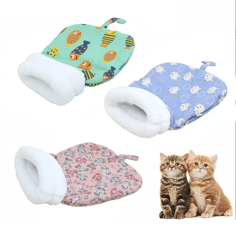 

Cat Bed Cartoon Cat Sleeping Bag Thickened Soft Cat Nest Kennel Semi-closed Lamb Fleece Tunnel Cat Nest Winter