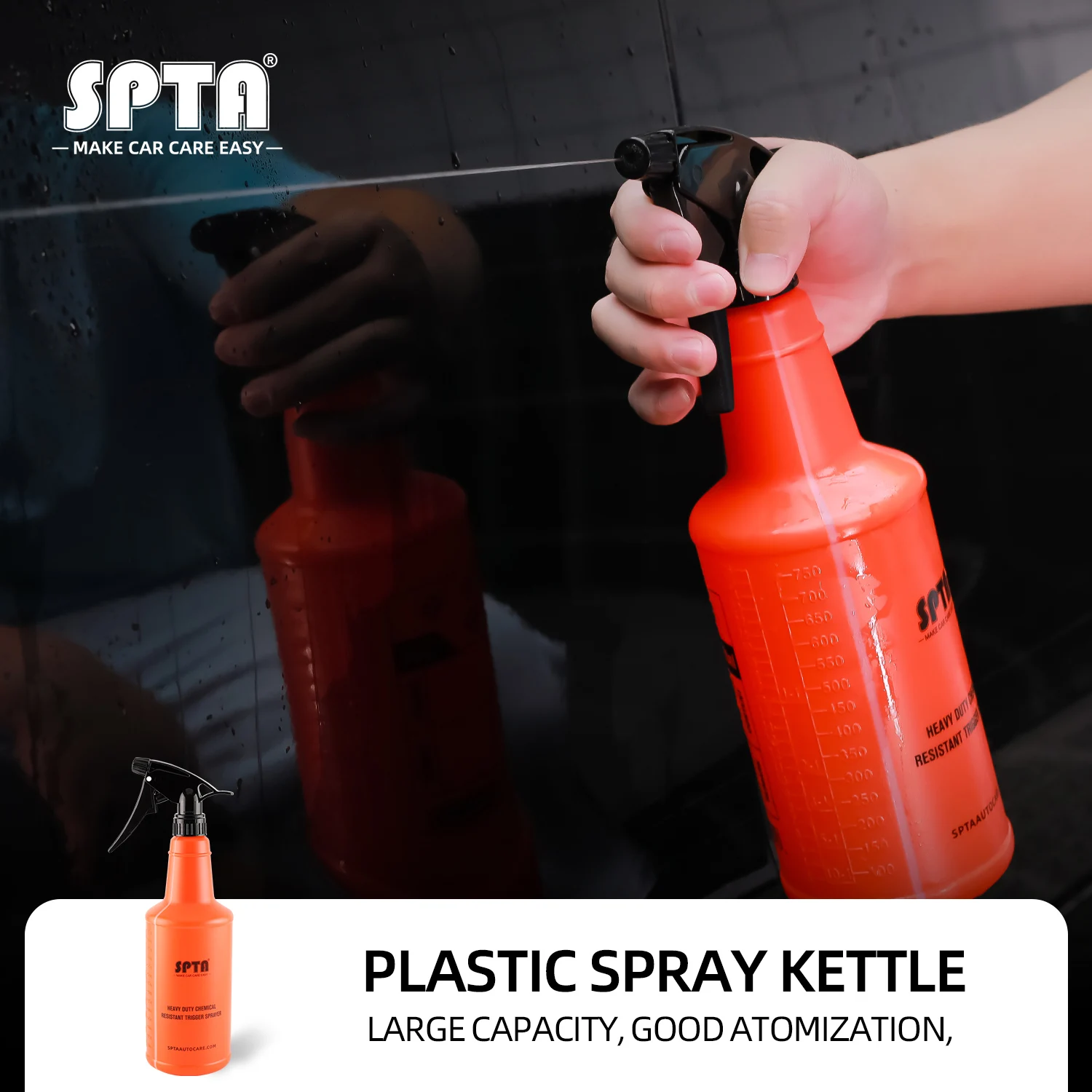 (Bulk Sale) SPTA 700ML Ultra-fine Water Mist Cylindrical Spray Bottle Chemical Resistant Sprayer For Liquid Auto Washing