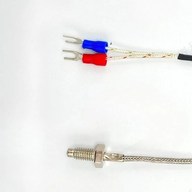 K Type M6 Thread Thermocouple Probe, PTFE Shielded Sensing Cable, High Precision Industrial Temperature Sensor