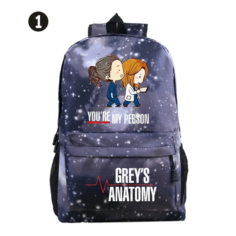 Tv Series Grey's Anatomys Backpack Women Daily Leisure Backpack Teenager Fashion Backpack Students Casual School Bag